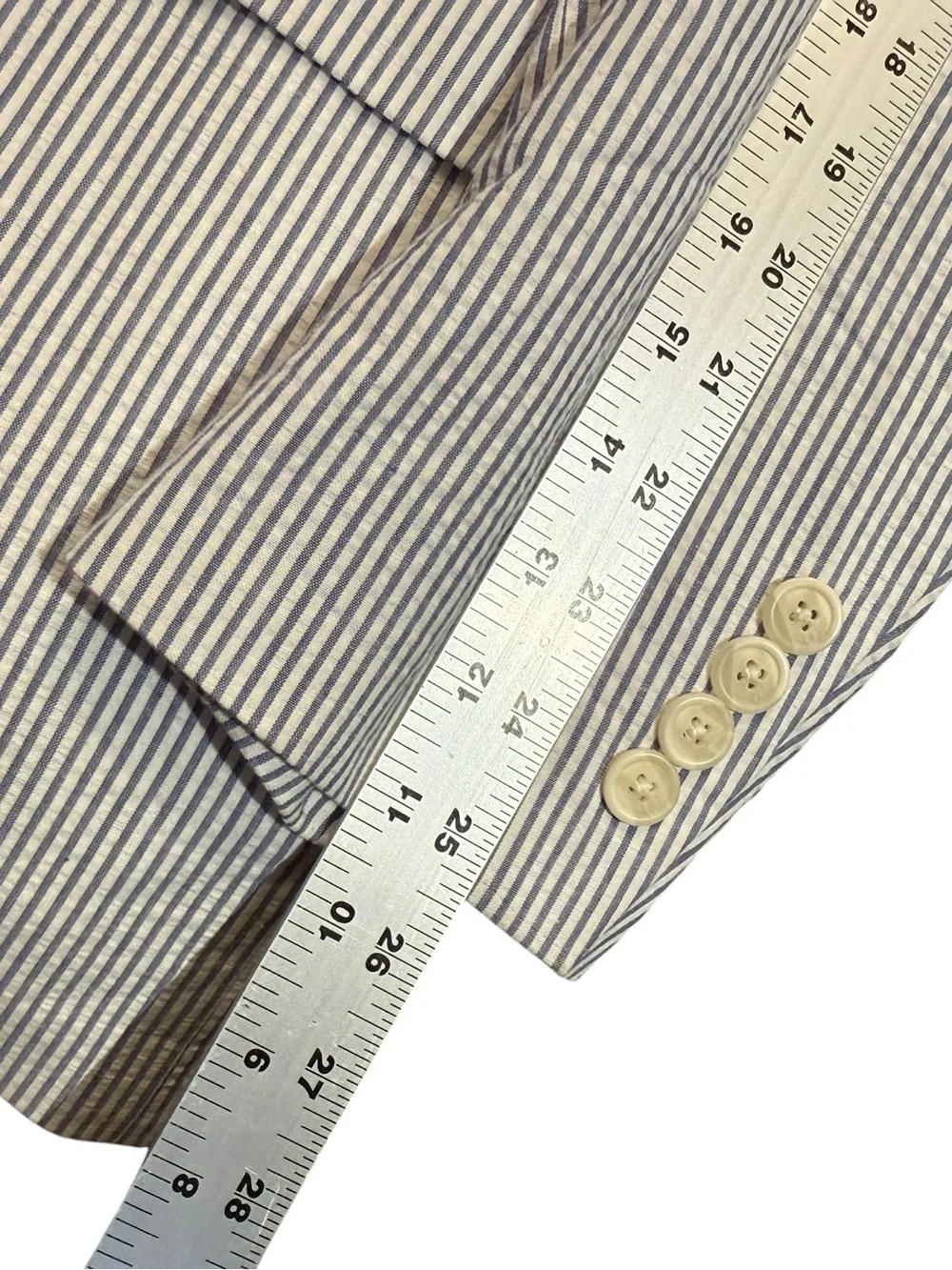 Saddlebred Men’s 48R Striped Seersucker Blazer - Light Blue & White